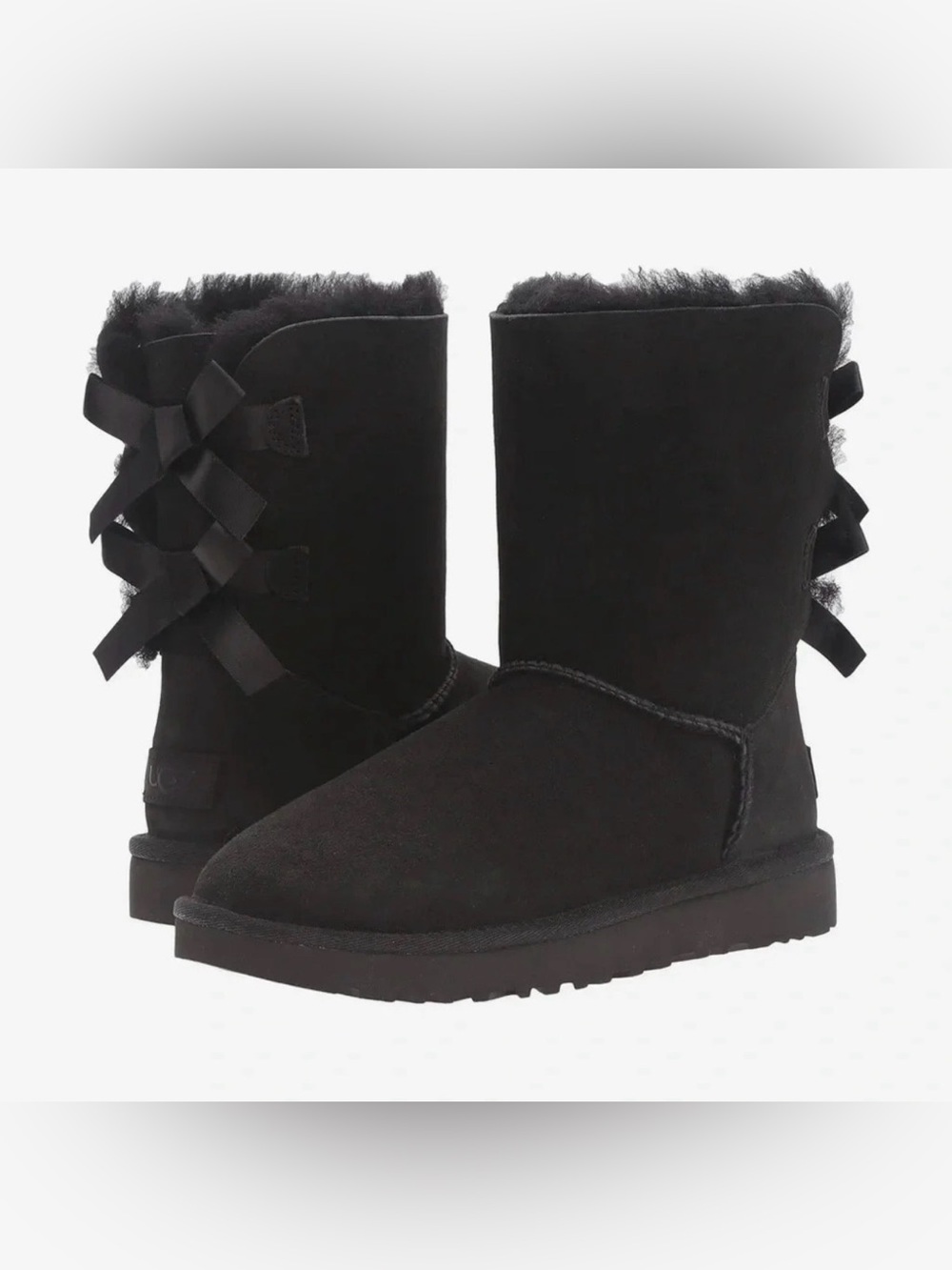 UGG Bailey Bow II Black Short Suede Boots with Back Bow Detail 12